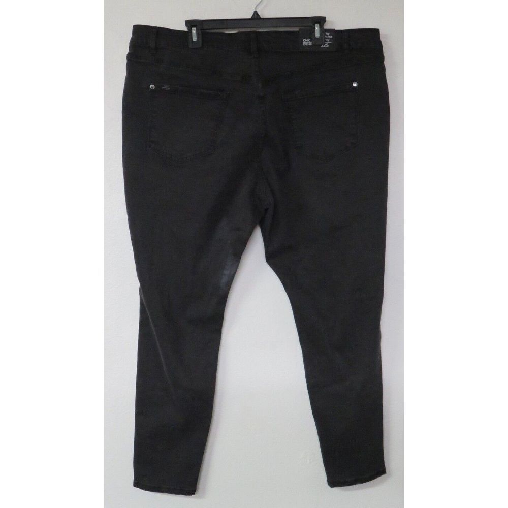 Chic Denim Black Jeans Size‎ 22 Harley High Rise Skinny Rip Knee Black Womens